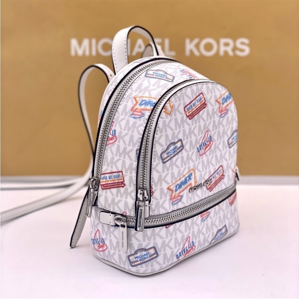 Michael Kors Rhea Extra-Small convertible Backpack Crossbody Optic White - Picture 5 of 11